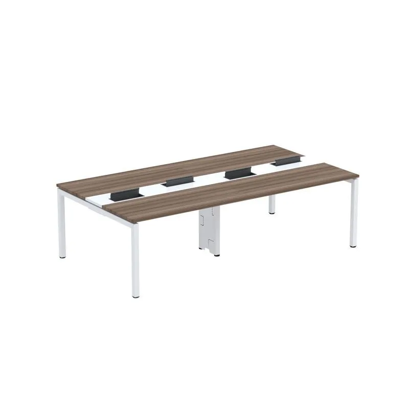 Mesa De Plataforma Dupla Para 4 Pessoas Corporativa 130x140/4p Pdc13/14/4p Walnut/branco