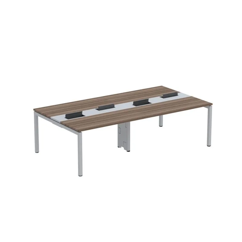 Mesa De Plataforma Dupla Para 4 Pessoas Corporativa 130x140/4p Pdc13/14/4p Walnut/cinza