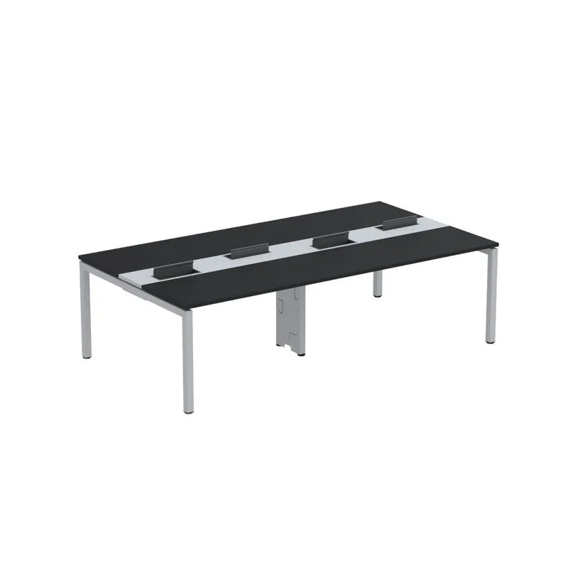 Mesa De Plataforma Dupla Para 4 Pessoas Corporativa 130x140/4p Pdc13/14/4p Preto/cinza
