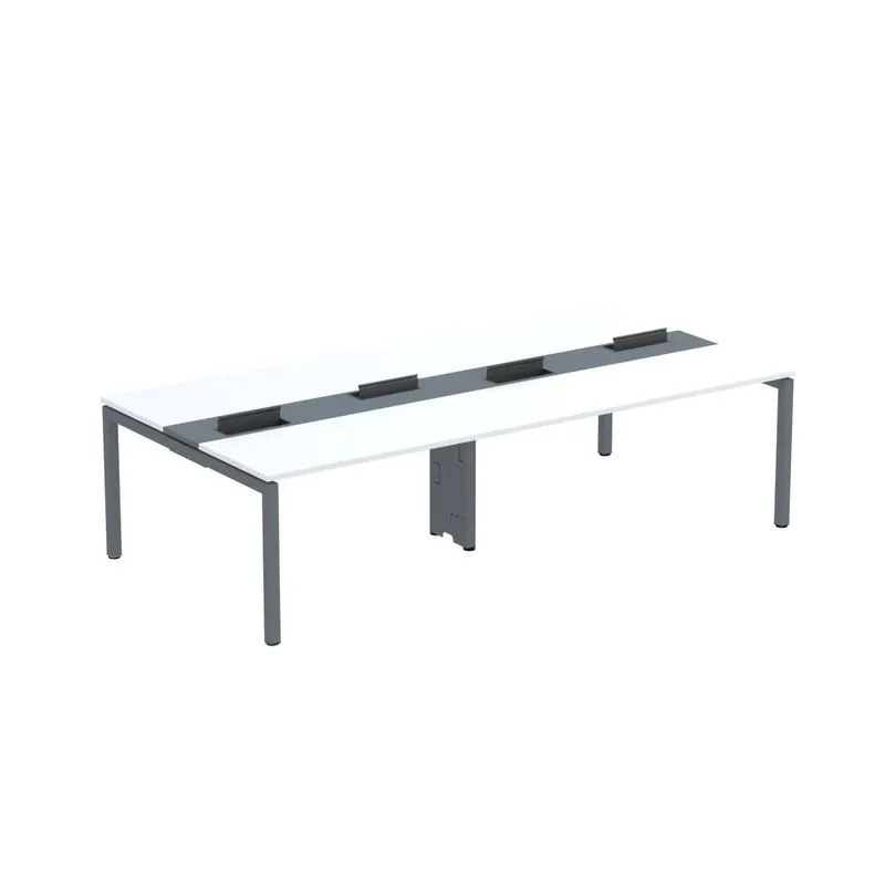 Mesa De Plataforma Dupla Para 4 Pessoas Corporativa 140x140/4p Pdc14/14/4p Branco/grafito