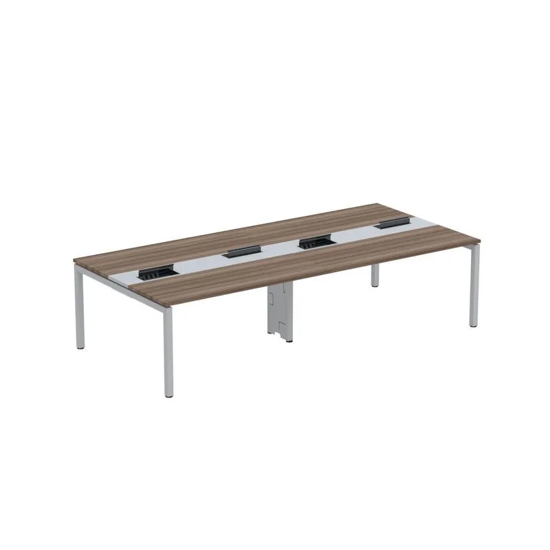 Mesa De Plataforma Dupla Para 4 Pessoas Corporativa 150x140/4p Pdc15/14/4p Walnut/cinza