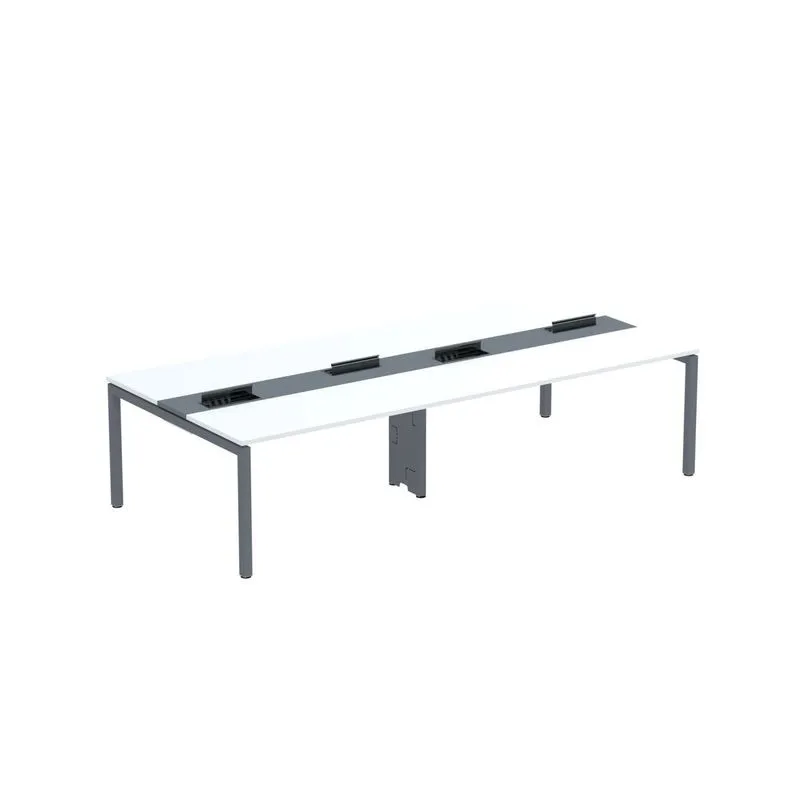Mesa De Plataforma Dupla Para 4 Pessoas Corporativa 150x140/4p Pdc15/14/4p Branco/grafito