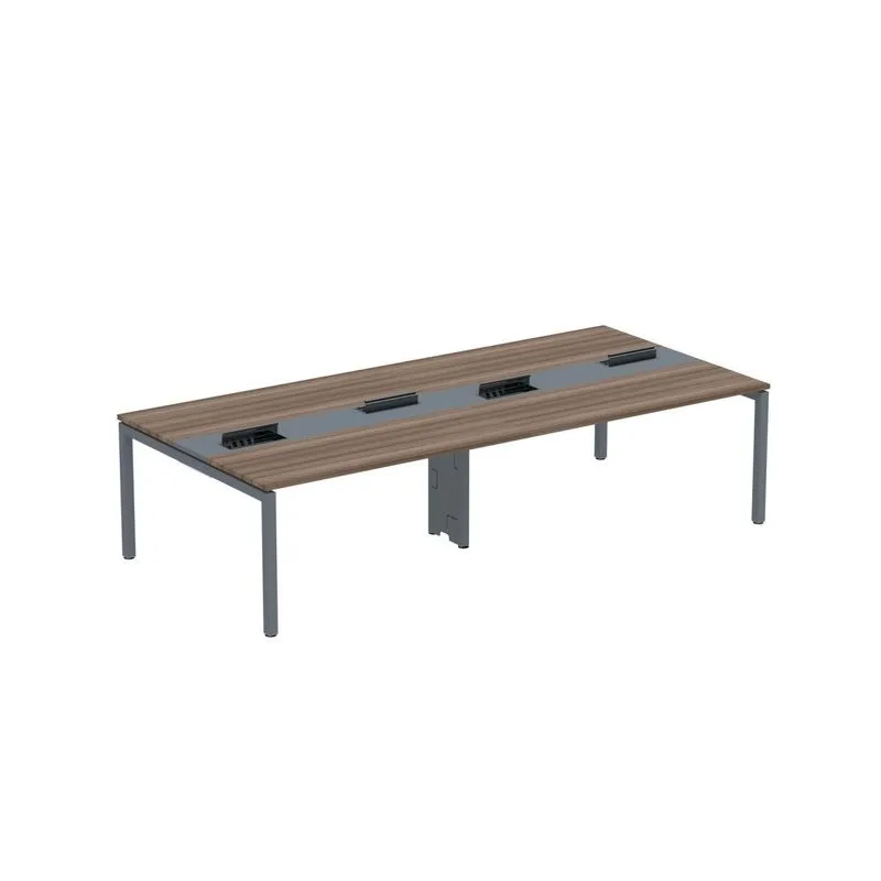 Mesa De Plataforma Dupla Para 4 Pessoas Corporativa 150x140/4p Pdc15/14/4p Walnut/grafito