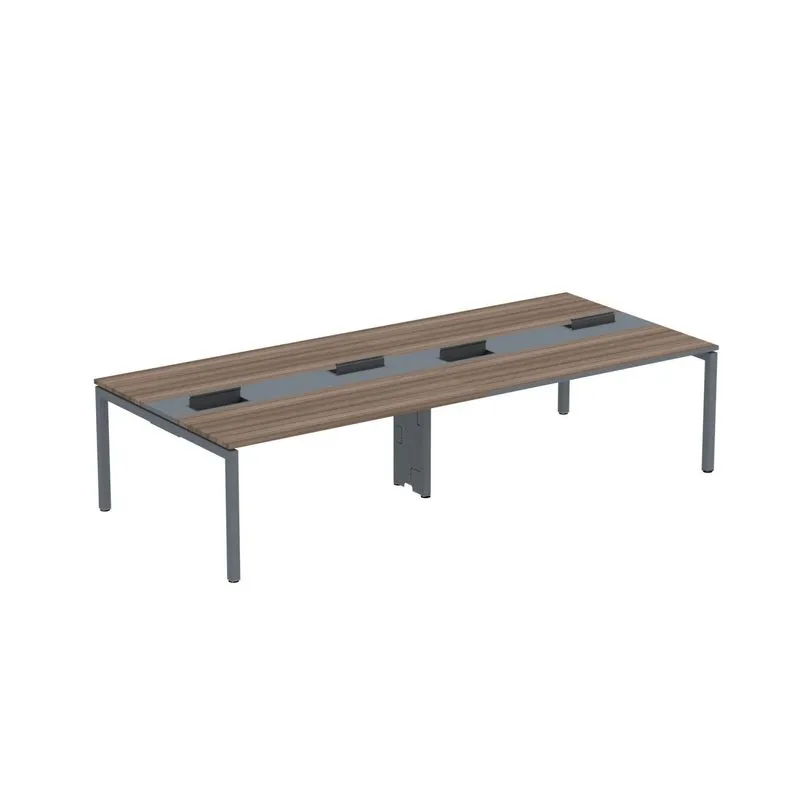 Mesa De Plataforma Dupla Para 4 Pessoas Corporativa 160x140/4p Pdc16/14/4p Walnut/grafito