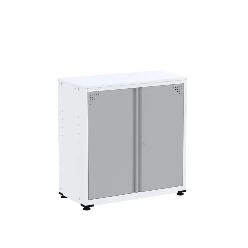 Armário De Aço Para Escritório 2 Portas Ap406sl Branco/cinza