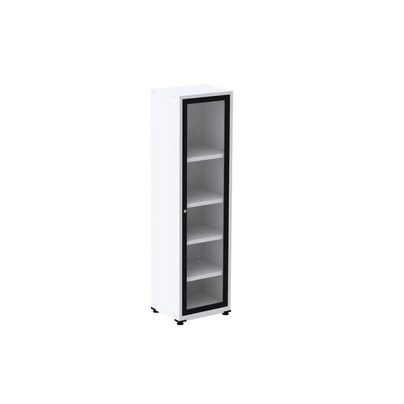 Armário 1 Portas Com Moldura 4 Prateleiras Ap190s Branco/preto