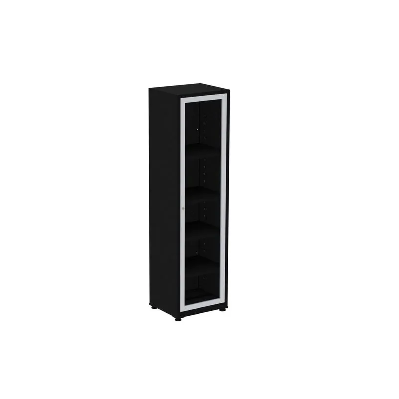 Armário 1 Portas Com Moldura 4 Prateleiras Ap190s Preto/branco