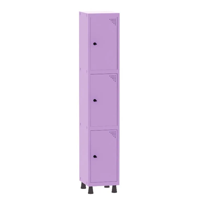 Armário Guarda Volume Locker Roupeiro 1 Vão 3 Portas Aço GRP501/3 Lilás - Pandin