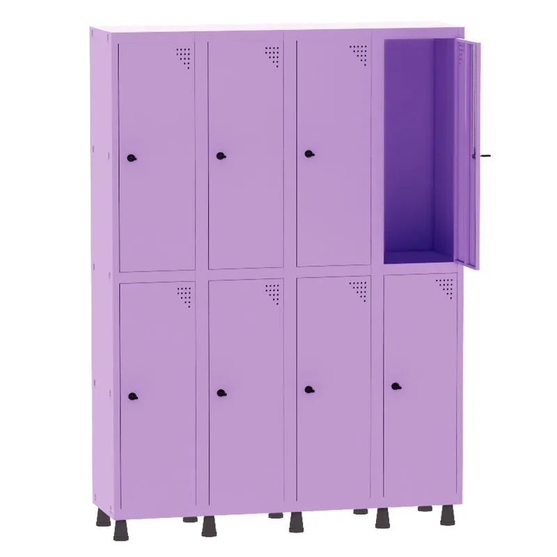 Armário Guarda Volume Locker Roupeiro 4 Vãos 8 Portas Aço GRP504/8 Lilás - Pandin