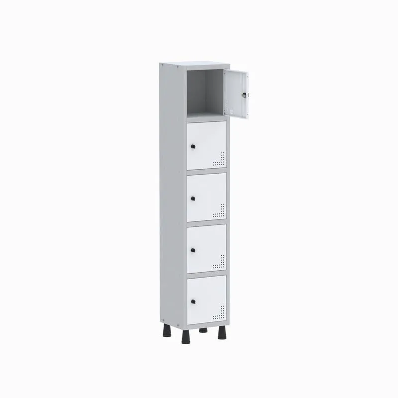 Armário Guarda Volume Locker Roupeiro 1 Vão 5 Portas GR301/5 Light Cinza e Branco - Pandin
