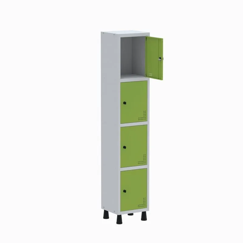Armário Guarda Volume Locker Roupeiro 1 Vão 4 Portas GR301/4 Light Cinza e Verde - Pandin