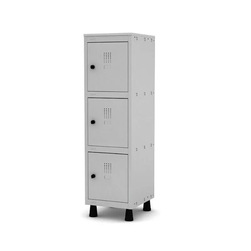 Mini Armário Guarda Volume Locker Roupeiro 1 Vão 3 Portas MGRP501/3 Cinza - Pandin