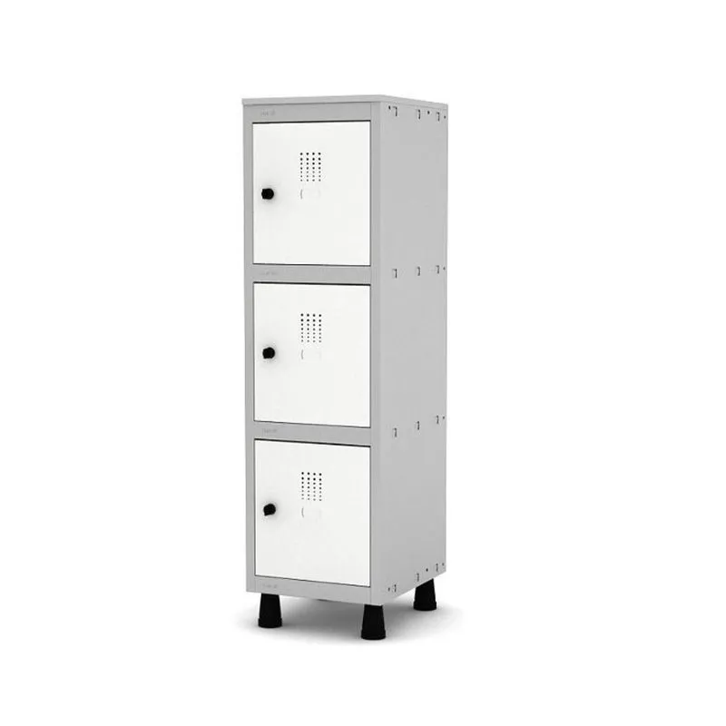 Mini Armário Guarda Volume Locker Roupeiro 1 Vão 3 Portas MGRP501/3 Cinza e Branco - Pandin