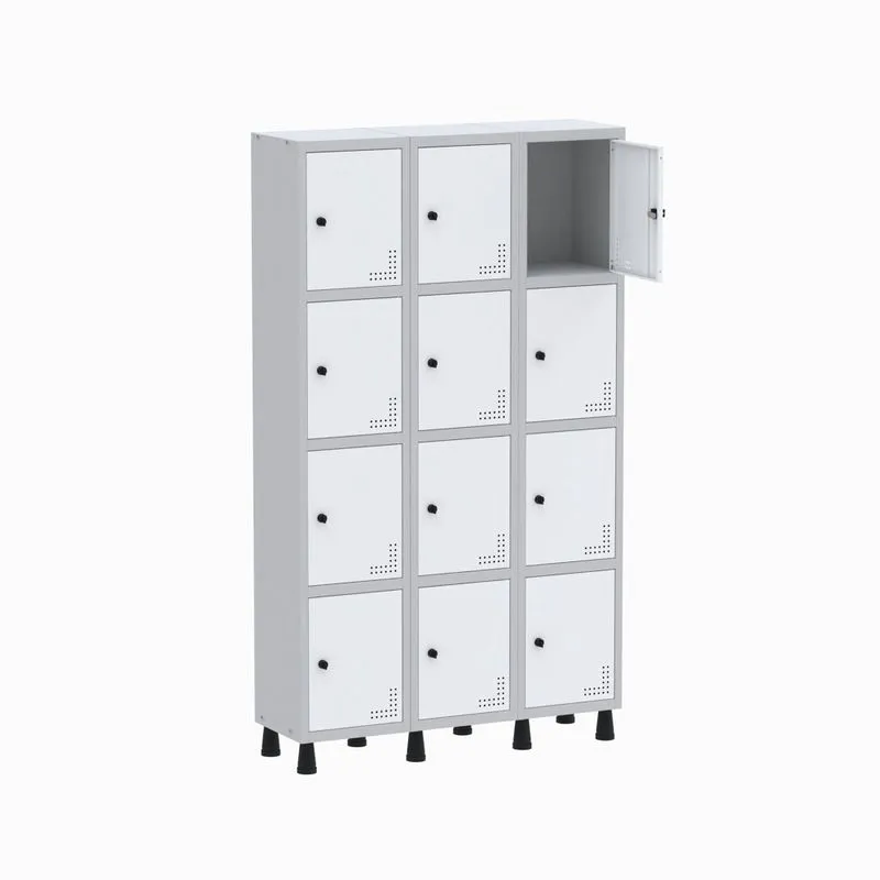 Armário Guarda Volume Locker Roupeiro 3 Vãos 12 Portas GR303/12 Light Cinza e Branco - Pandin