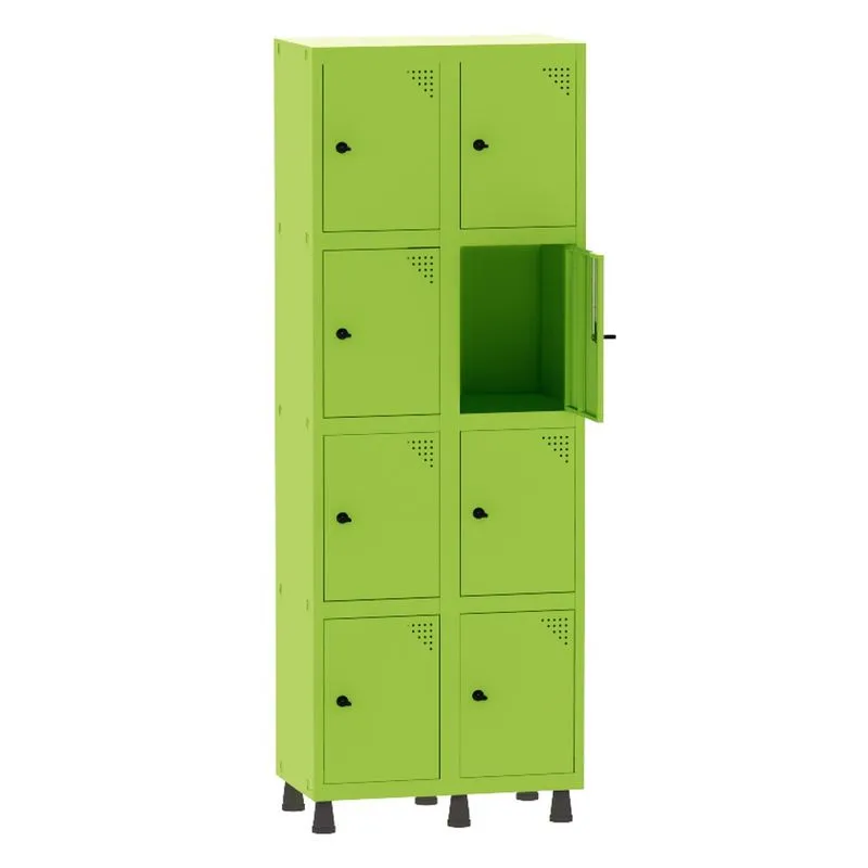 Armário Guarda Volume Locker Roupeiro 2 Vãos 8 Portas Aço GRP502/8 Verde Miró - Pandin