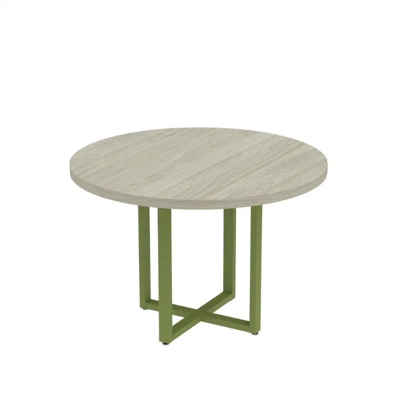Mesa Reunião Redonda 1100pe40tub Castanheira Natural-verde Miró