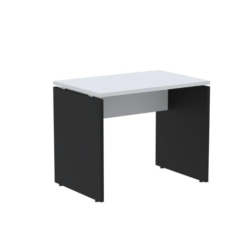 Mesa Auxiliar Retangular M900P25PP Moderno sem Gavetas MDP 90CM Branco e Preto