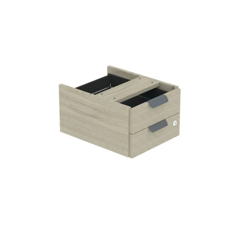 Gaveteiro Aéreo GA02G P15 2 Gavetas MDP para Mesa Escritório Castanheira Natural Pandin Móveis
