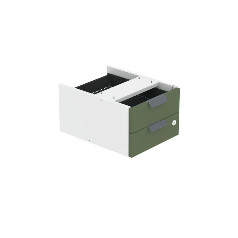 Gaveteiro Aéreo GA02G P15 2 Gavetas Branco-Sálvia Pandin Móveis
