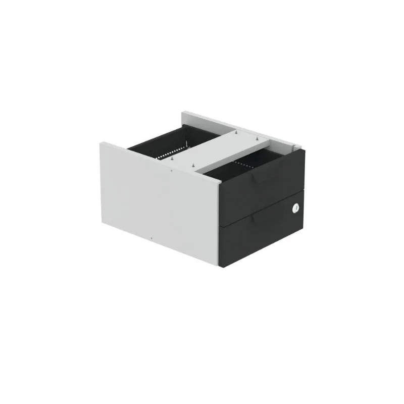 Gaveteiro Aéreo GA02G P15 2 Gavetas MDF-MDP com Trava Cinza-preto Pandin Móveis