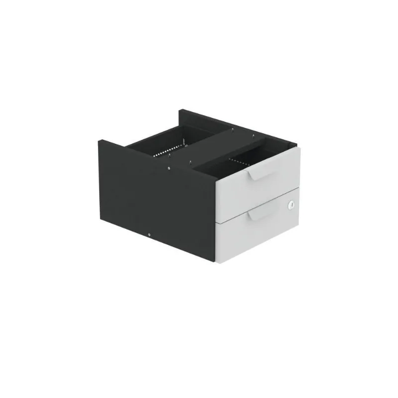 Gaveteiro Aéreo GA02G P15 2 Gavetas MDF-MDP com Trava Preto-cinza Pandin Móveis