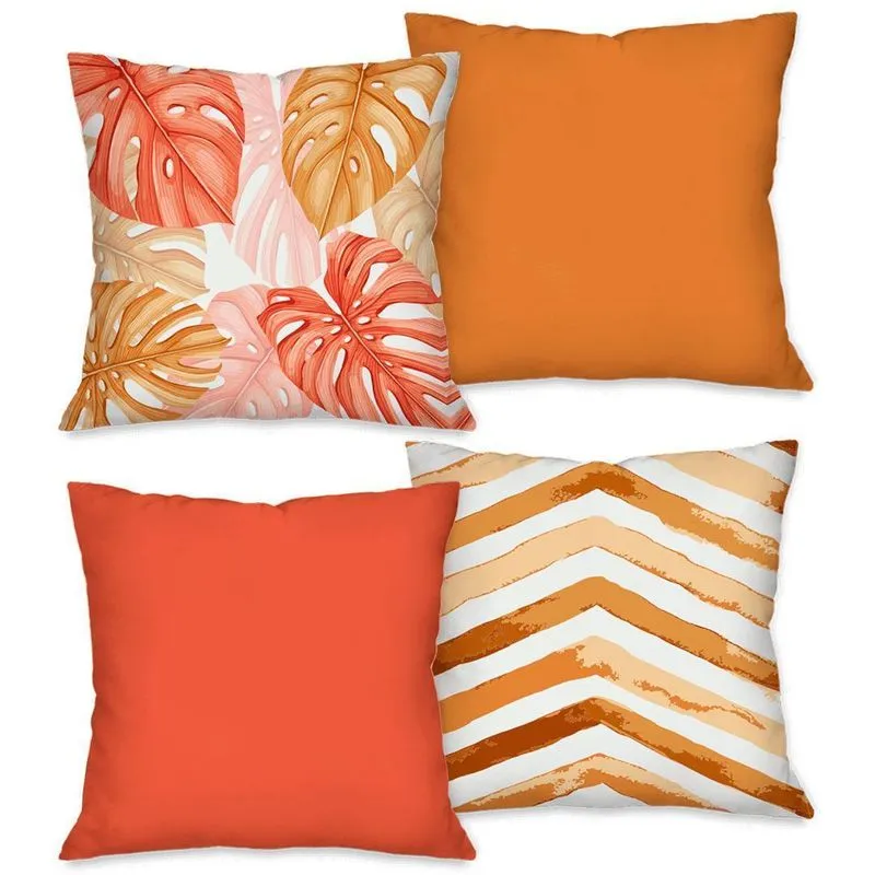 Kit Com 4 Capas Para Almofadas Decorativas Costela De Adão
