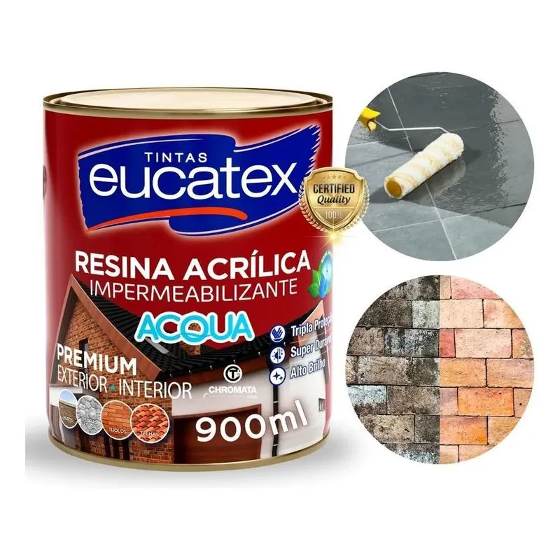 Resina Acrílica Impermeabilizante Acqua Brilho 900ml Cores
