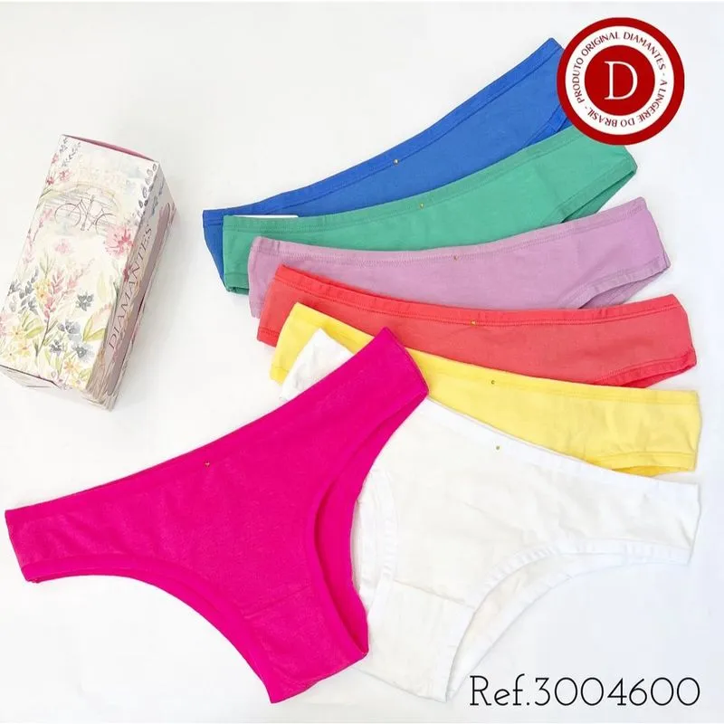 Kit 7 Calcinhas em Algodão Diamantes Lingerie
