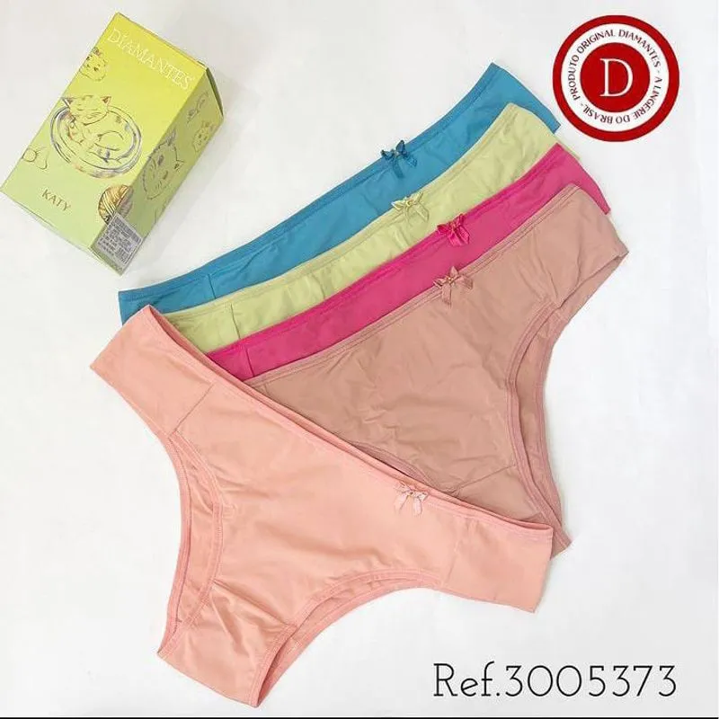 Kit 5 Calcinhas em Microfibra Diamantes Lingerie