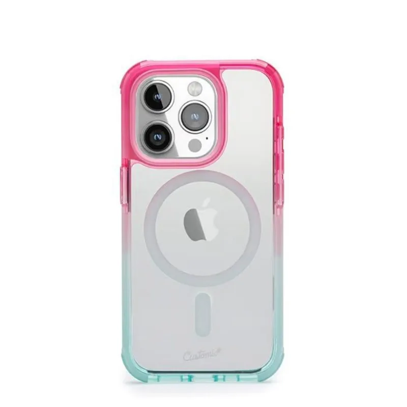 Capa Capinha Compatível iPhone 15 Pro Pink e Verde Magsafe Impactor Ultra Customic