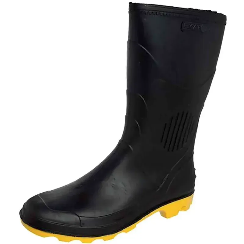 BOTA PVC PRETO/AMARELO N38 CANO MÉDIO COM FORRO GRENDENE