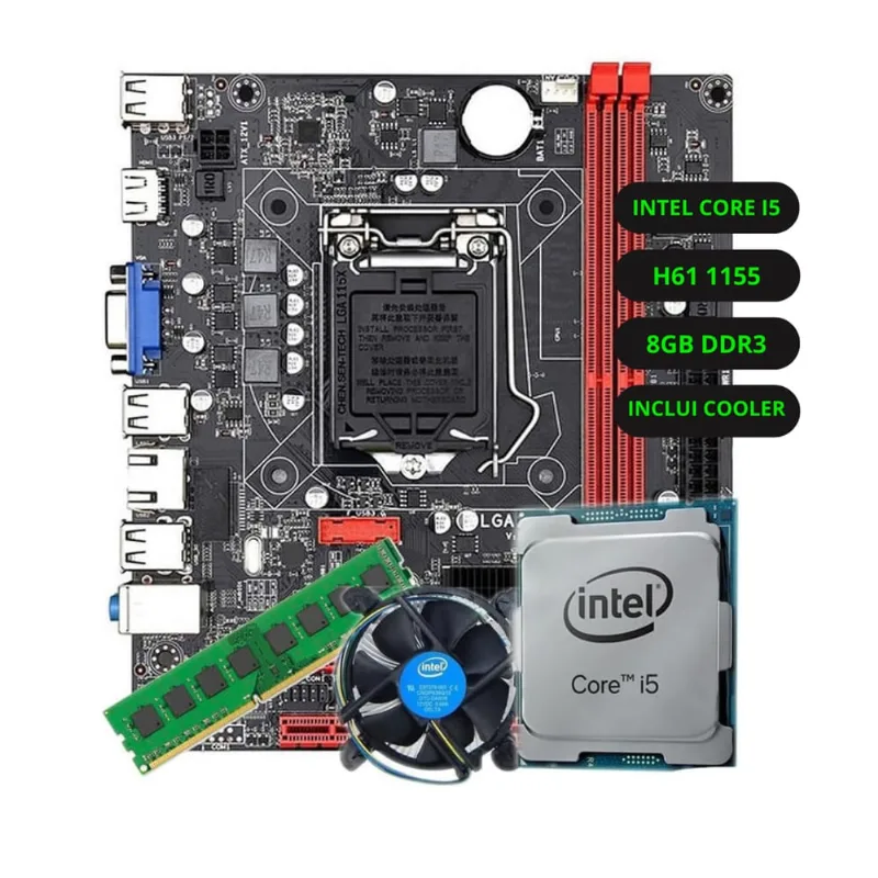 Kit Upgrade Intel Core I5 Placa Mãe H61 Ram 8GB DDR3