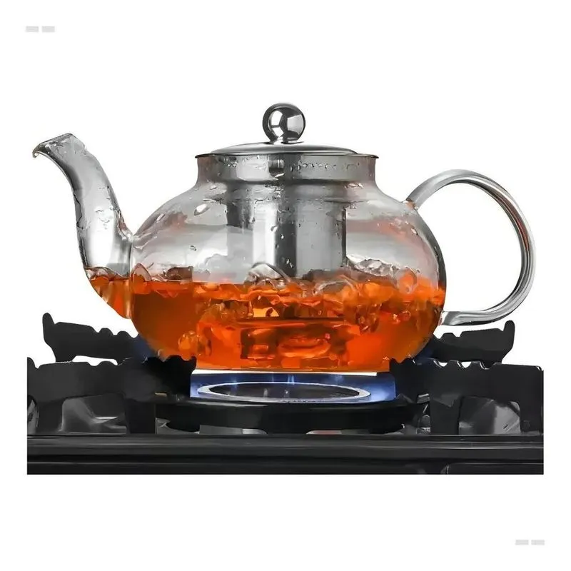 3x Chaleira De Vidro 1000 Ml Com Infusor Inox Bekcommerce Va