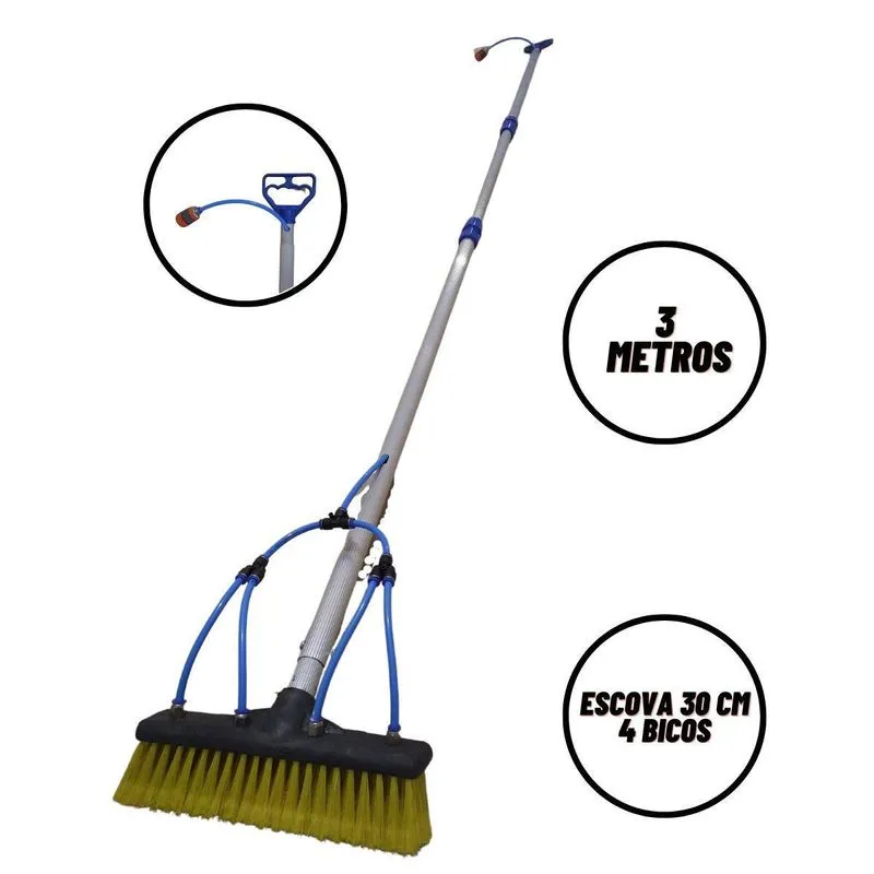 Vassoura Para Limpeza Placa Solar Profissional Cabo 3 Metros