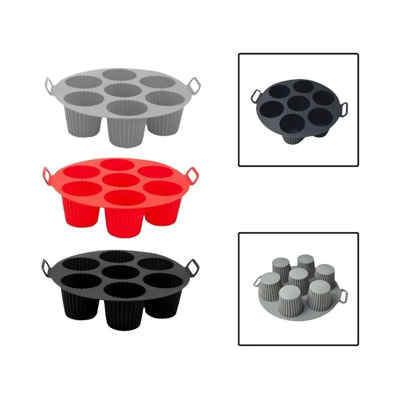 Kit 3 Forma Cesto Silicone Air Fryer Cupcake Muffin Bolinhos