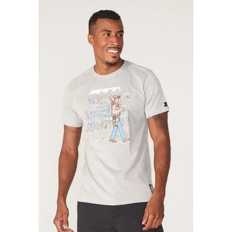 Camiseta Starter Estampada Collab Wally Cinza Mescla - M