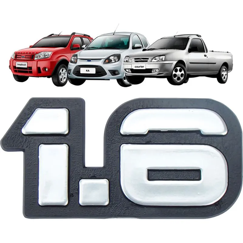 Emblema 1.6 Ford Moderno Cromado