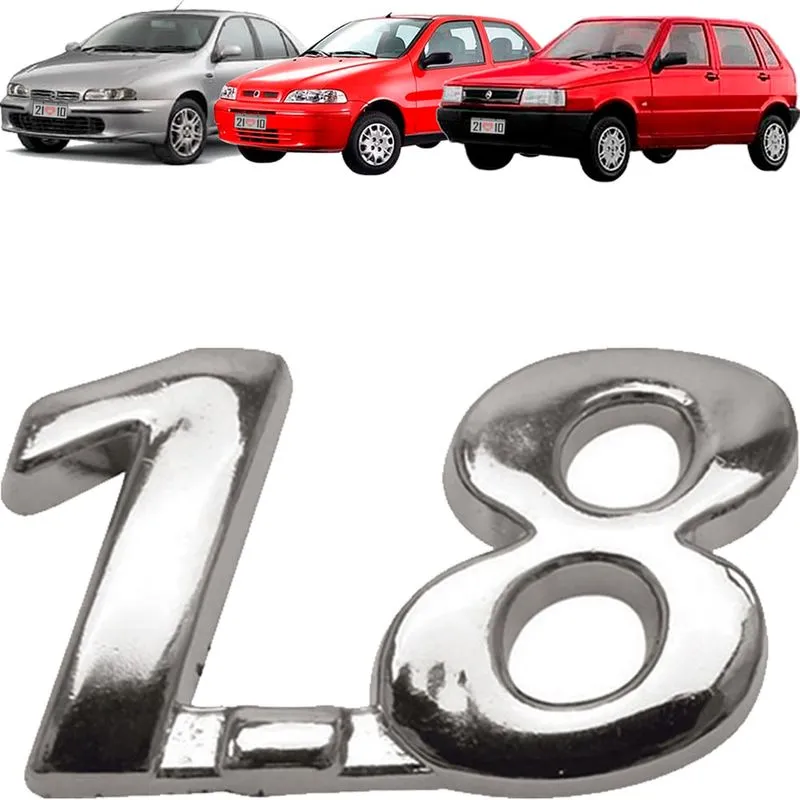 Emblema 1.8 Fiat 2003 Cromado
