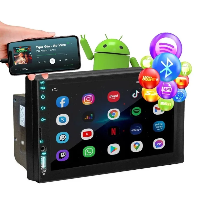 Central Multimidia Android Gps Bluetooth Tela 7 Touch