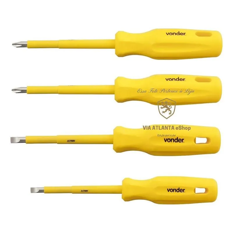 Jogo Chave Fenda/phillips Isolada 1000v 4 Pçs Profissional