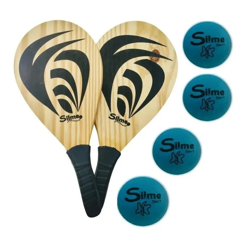 3x Kit Jogo Frescobol Tênis De Praia 2 Raquetes E 4 Bolas Nº