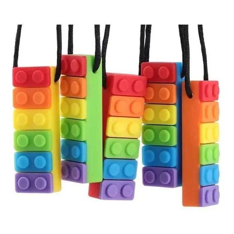 Colar Mordedor Sensorial Silicone Autismo Ansiedade Bloco Co