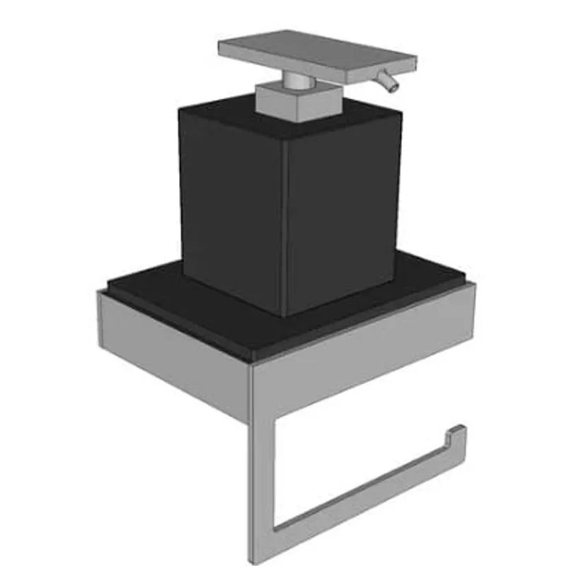 Saboneteira com Toalheiro Soho Preto para Bancada Zen Design