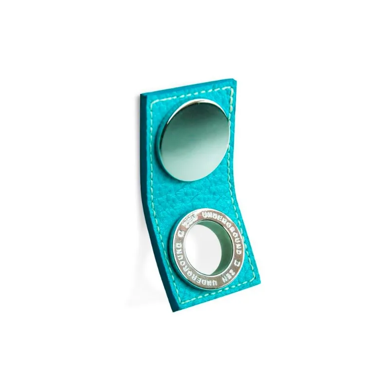 Puxador Garage Ponto Cromo e Couro Azul Zen Design ZP1253.725