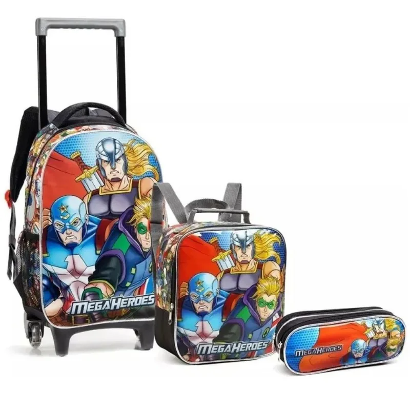 Kit Mochila Infantil Mega Heroes Tam G Rodinhas Seanite