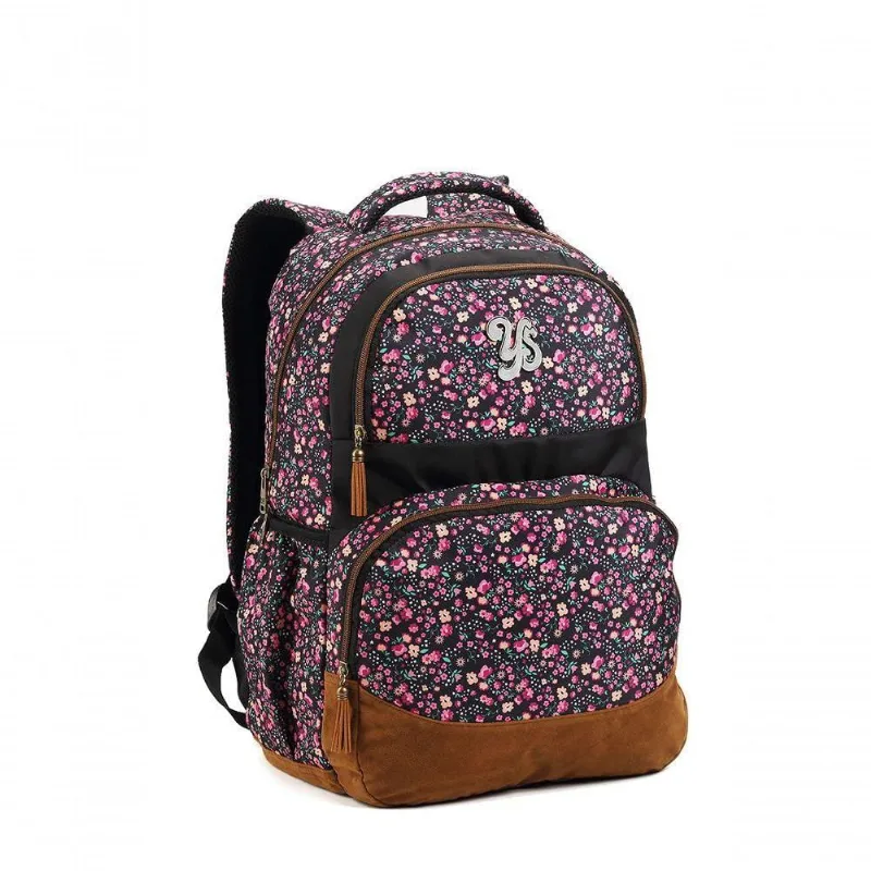 Mochila Feminina Floral Flores Florida Estampada preta