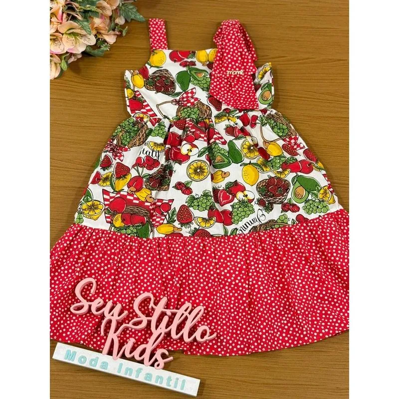 Vestido Infantil Momi Verão Frutas