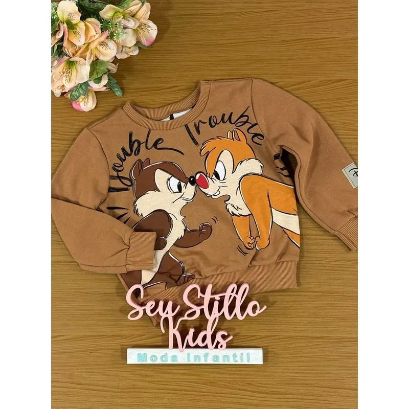 Moletom Infantil Momi Inverno Flanelado Tico e Teco Disney