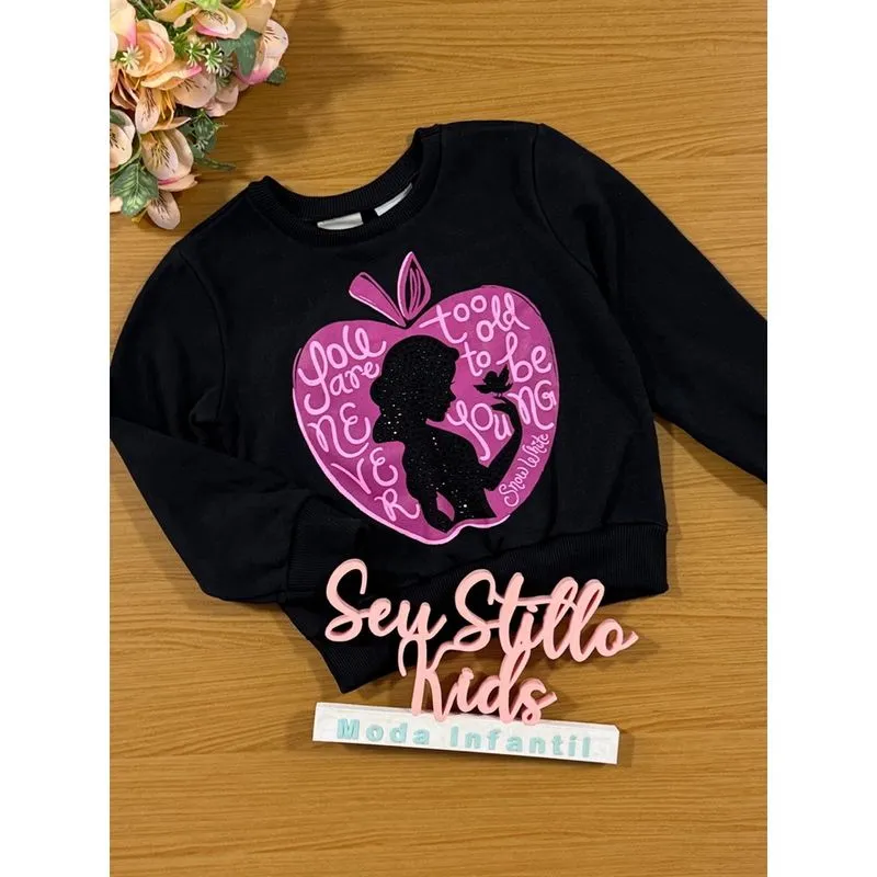 Moletom Infantil Momi Inverno Flanelado Branca De Neve Disney