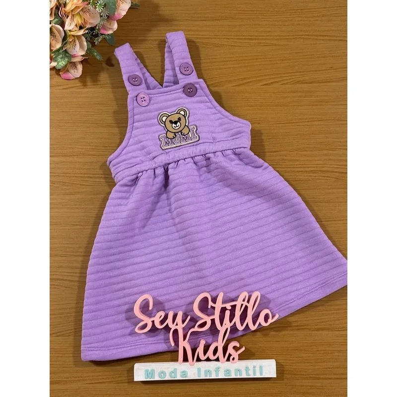 Salopete Infantil Momi Inverno Ursinho Lilás